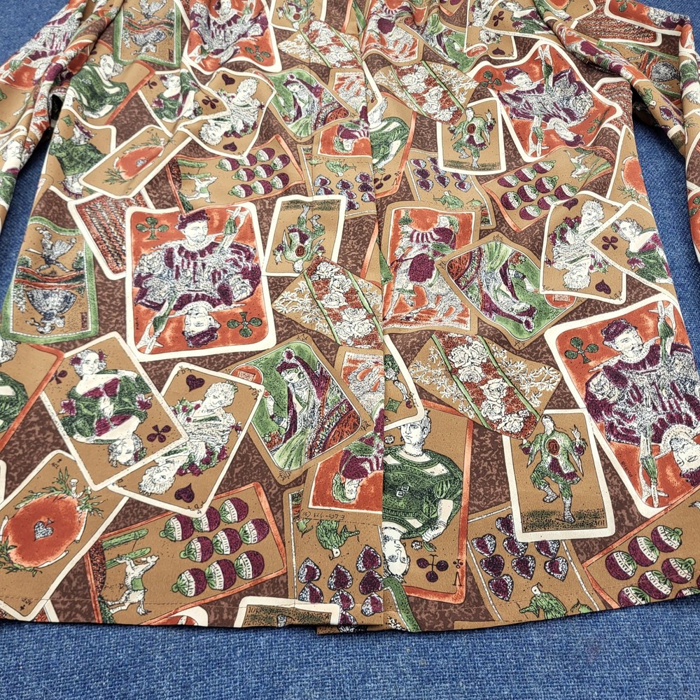 Sophisticates by Pendleton Playing Card Print Blouse Brown Green Vintage Size 10 - Picture 5 of 14
